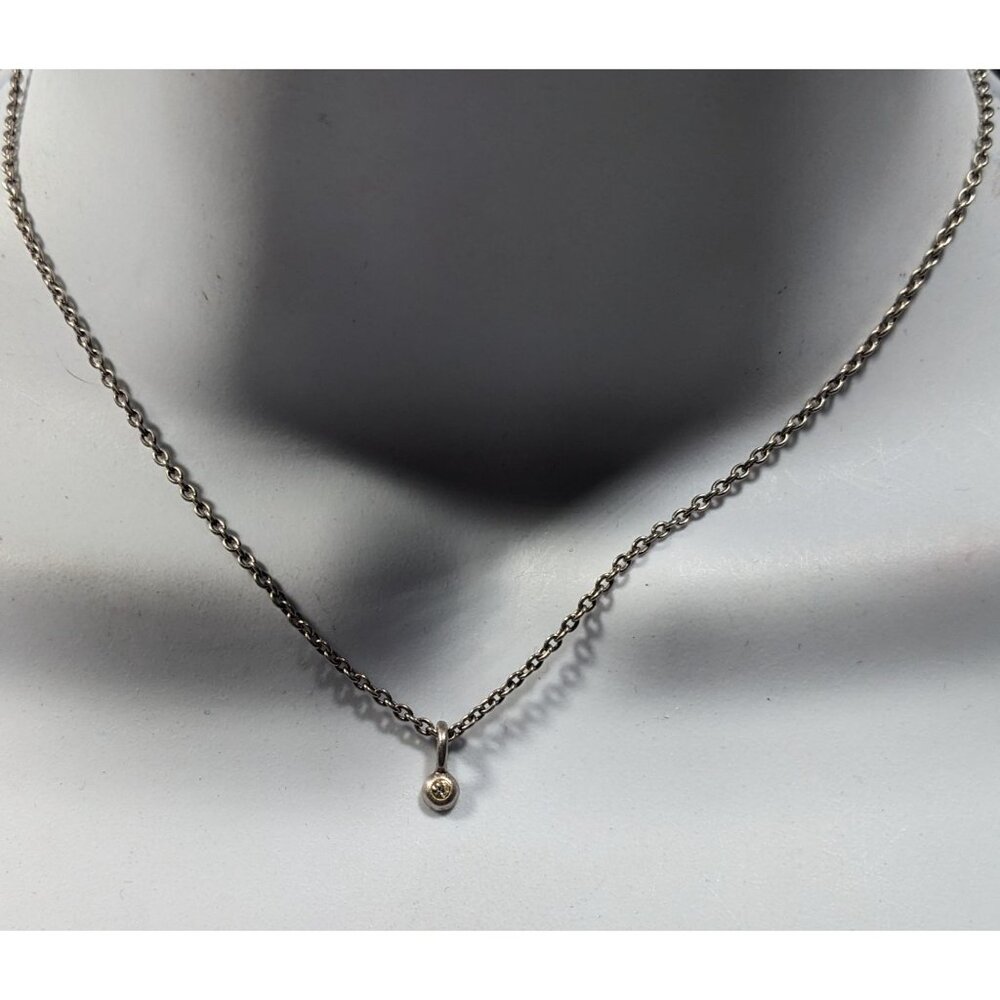 Roberta Chiarella Minimalist Silver Tone Rhinestone Pendant Necklace